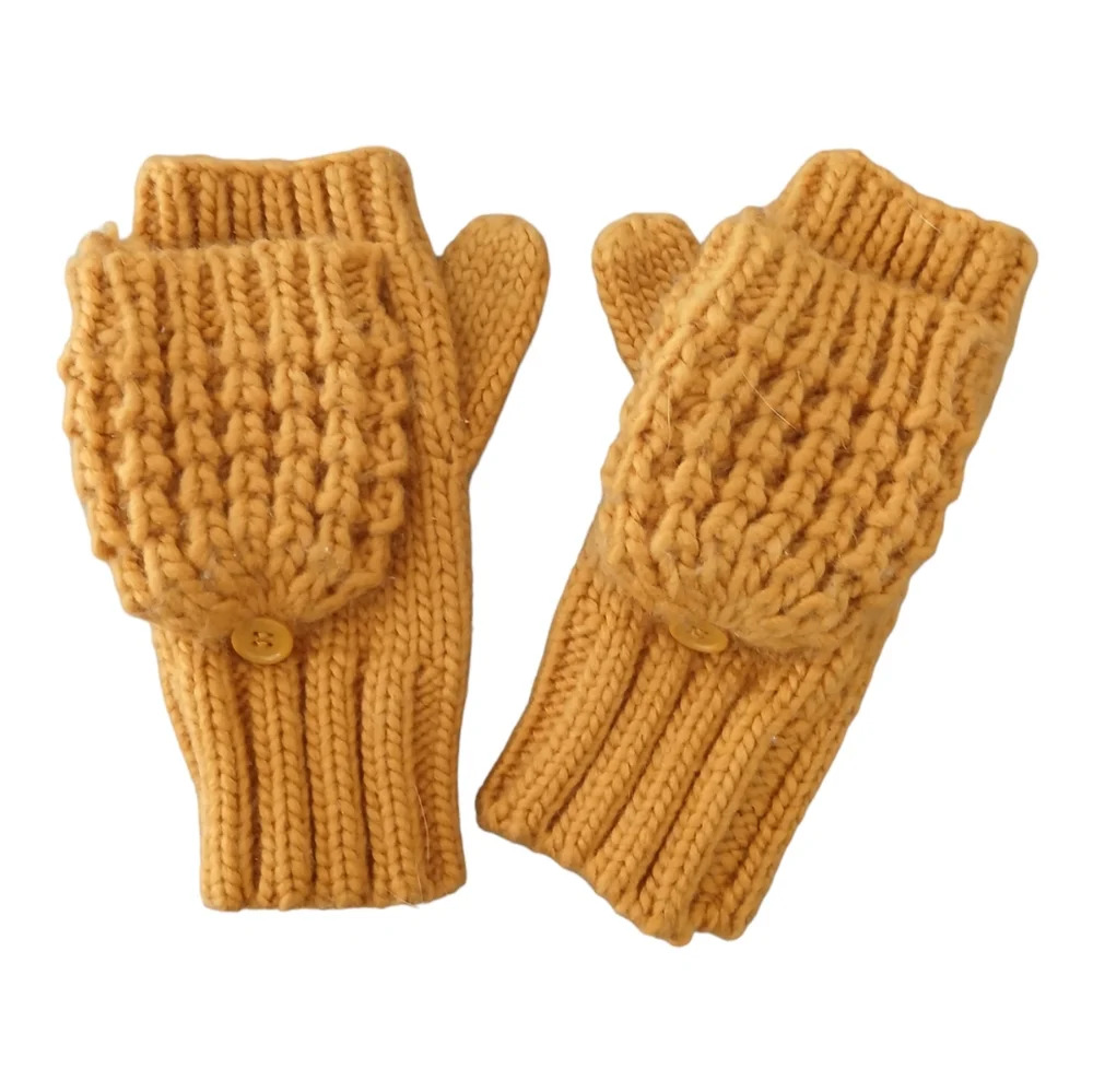 Fingerless Mittens Gold - One Size Fits Most